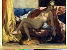 Haga click para ver la imagen ampliada woman caressing a parrot by eugene delacroix.jpg